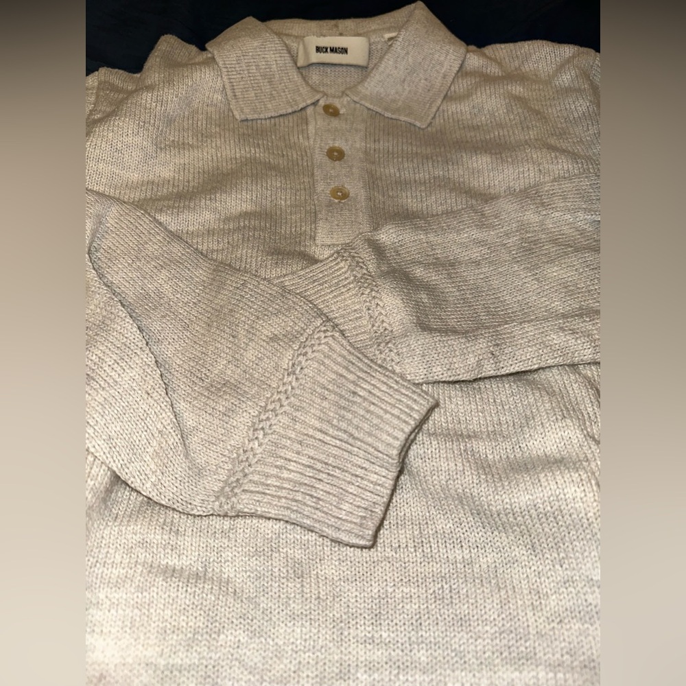 Buck Mason Heather Oat Seafarer Polo